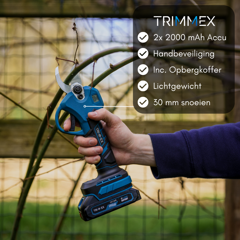 Laden Sie das Bild in Galerie -Viewer, Trimmex® elektrische Gartenschere – inklusive Tragetasche und zwei leistungsstarken Akkus (2,0 Ah)
